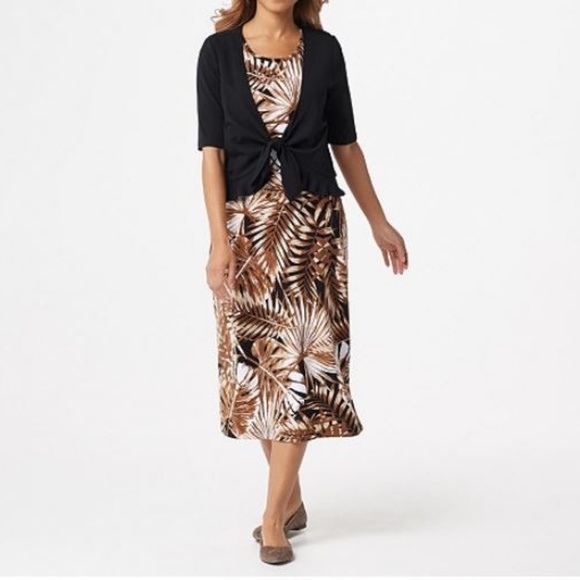 Denim&Co Dresses & Skirts - Denim & Co Jersey Sleeveless Midi Dress with Solid Shrug 195